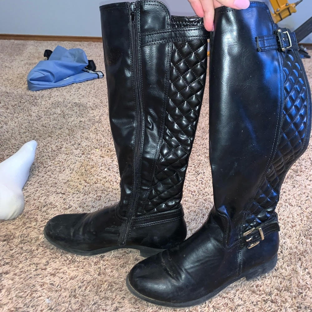 Black leather boots